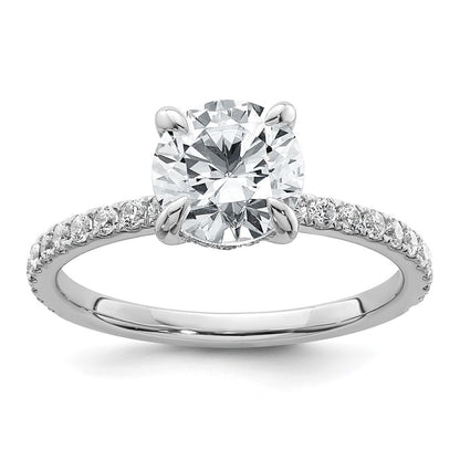 14K Weißgold Verlobungsring mit 2K zertifiziertem, im Labor gezüchtetem Diamant VS+ F+, rund, Solitär komplett mit Flair