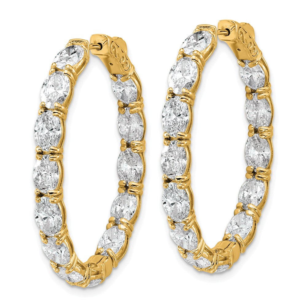 14K Gelbgold Zertifizierte Oval- und Rund-Diamant-Creolen Innen/Außen VS DEF