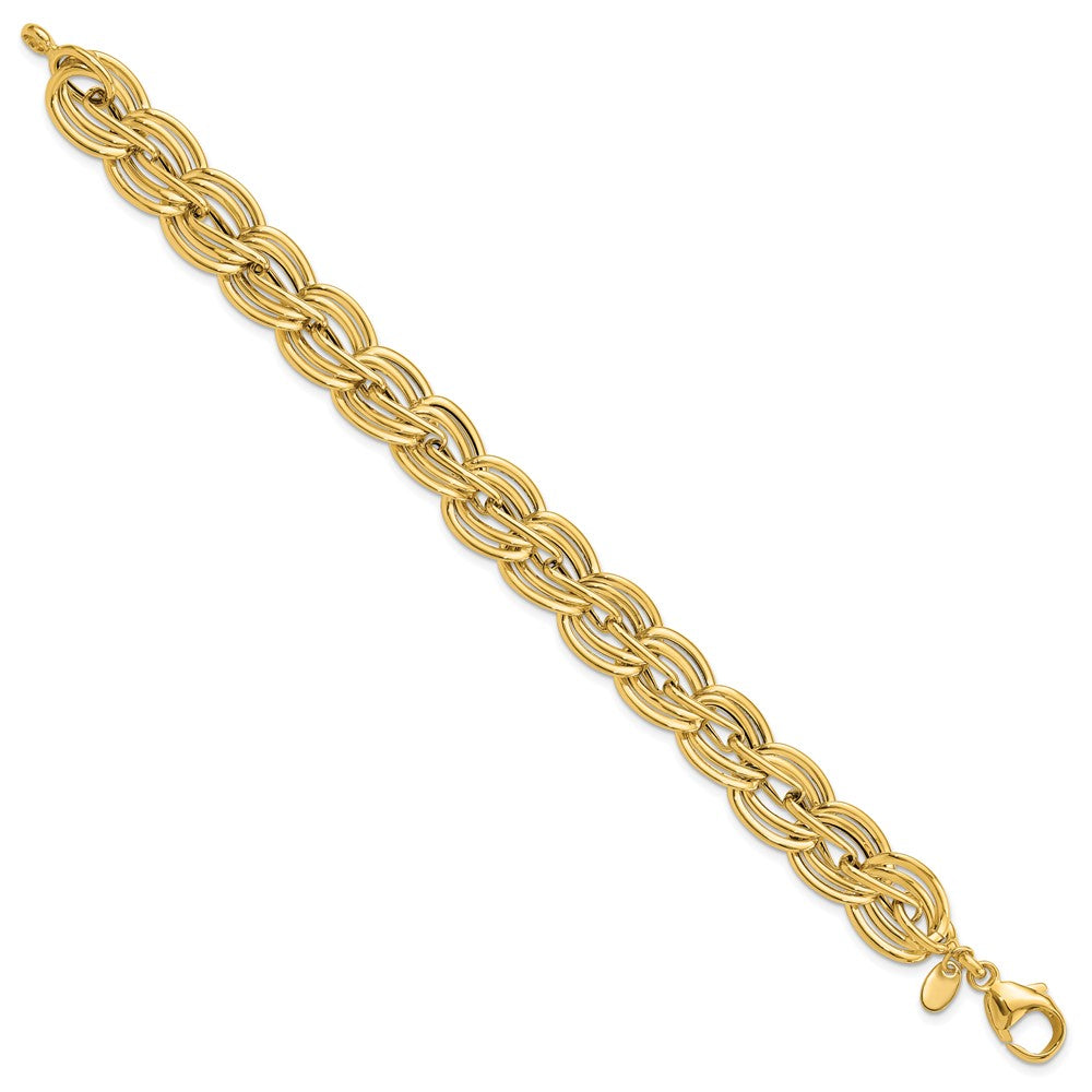 14K Gelbgold Poliert 12mm Fantasieglieder Gliederarmband