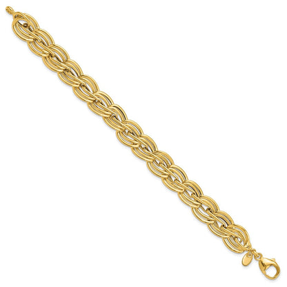 14K Gelbgold Poliert 12mm Fantasieglieder Gliederarmband