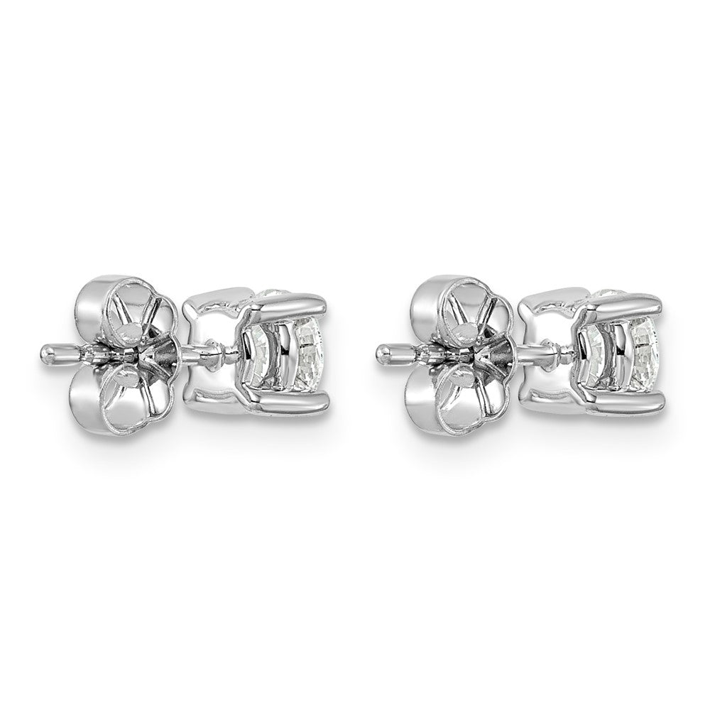 14K Weißgold Ohrstecker mit 1K zertifiziertem im Labor gezüchtetem Diamant, VS/SI+ G+, rund, komplette Vierzacken-Fassung, leichtgewichtig