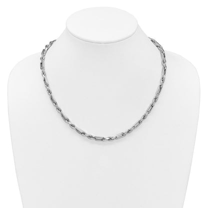 Sterlingsilber Rhodiniert Poliert 5.5mm Figaro Kordel Kette 20 Zoll Halskette