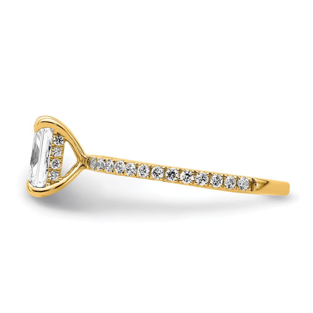 14K Gelbgold 1 1/3K Zertifizierter im Labor gezüchteter Diamant VS/SI+ G+ Radiant Komplett-Solitär mit Flair Verlobungsring