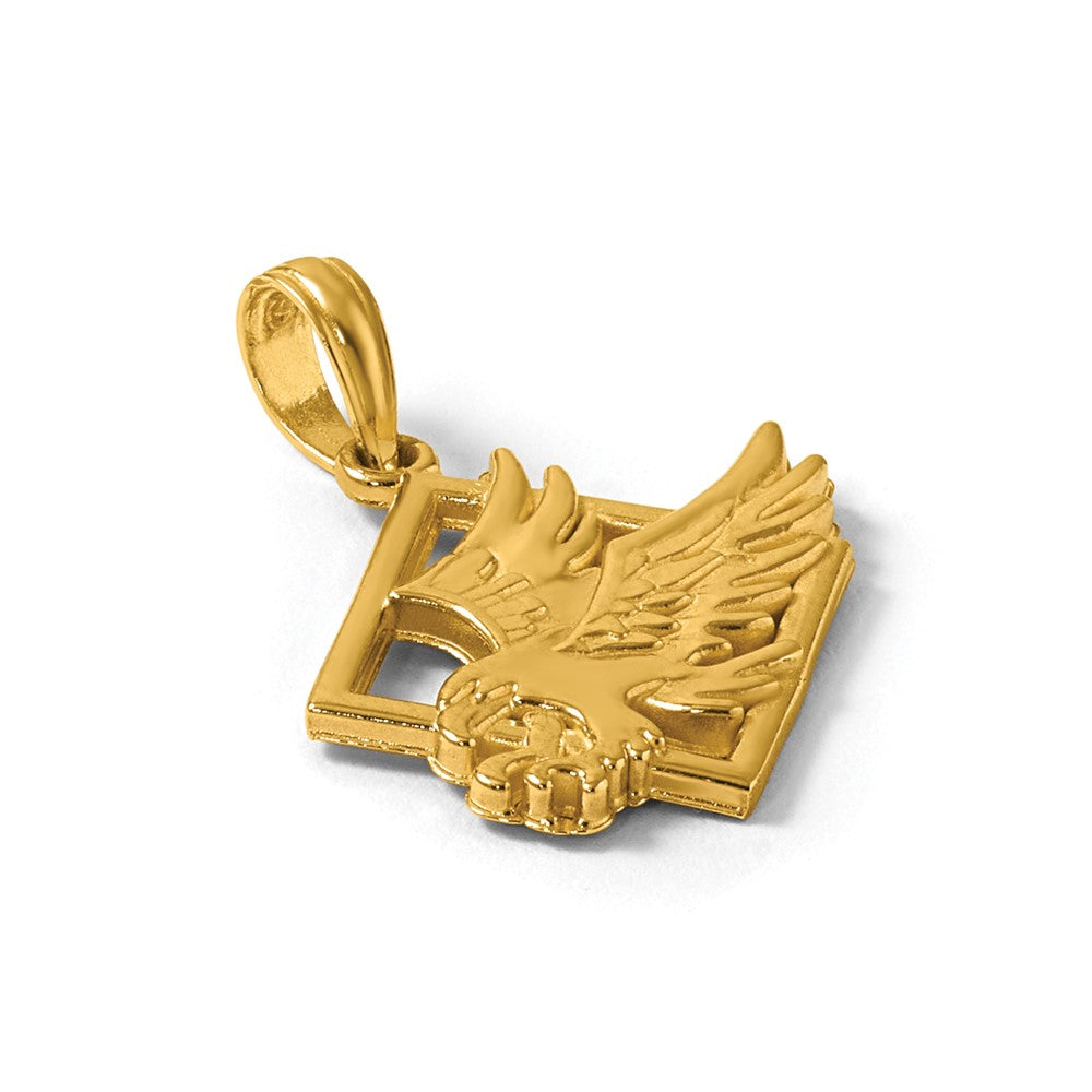 14K Gelbgold Polierter Adler-in-Quadrat-Anhänger