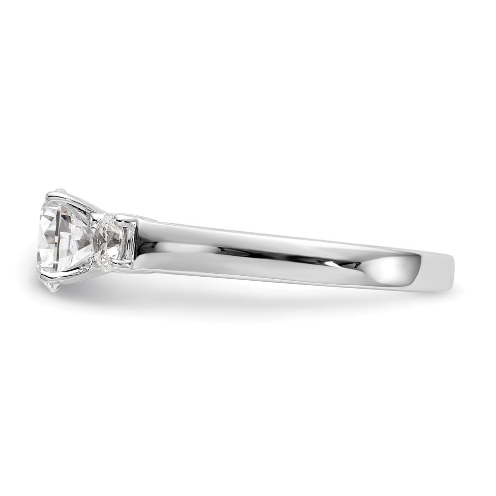 14K Weißgold 3-stone Stift Set Mittig Halbfassung Diamant Verlobungsring