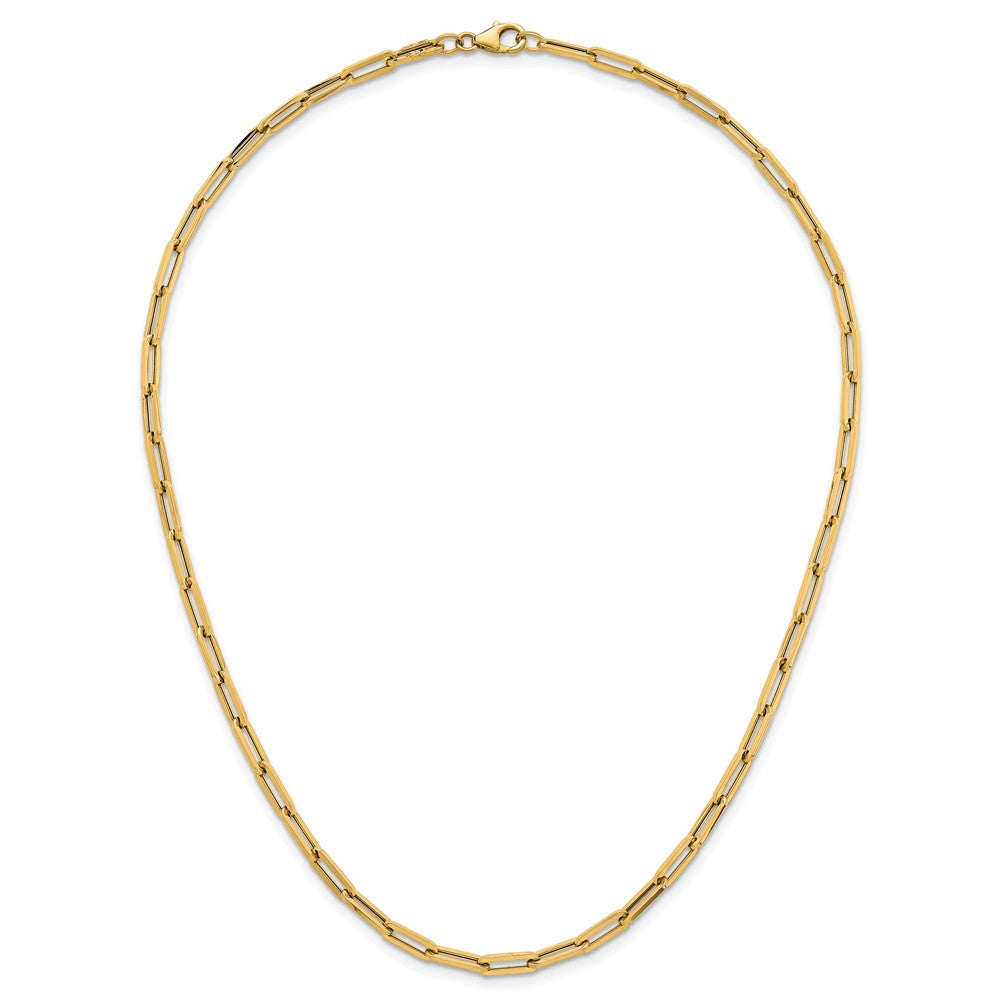 14K Gelbgold Poliert 4mm Büroklammer Glieder 18 Zoll Halskette