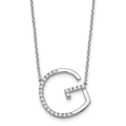 14K Weißgold Seitlich Diamant Initiale G 18 Zoll Halskette