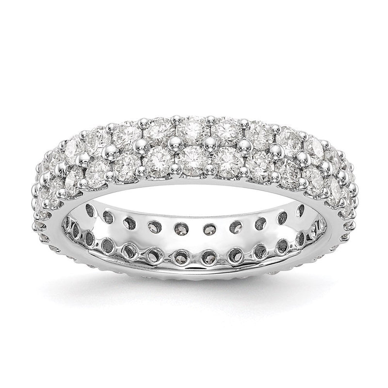 14K Weißgold Poliert Rund 2ct Doppelt Reihe Diamant Memoire Ehering Ring