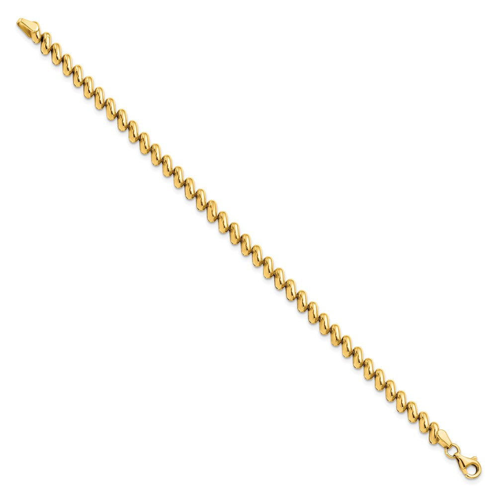 14K Gelbgold Poliert 7 Zoll Armband
