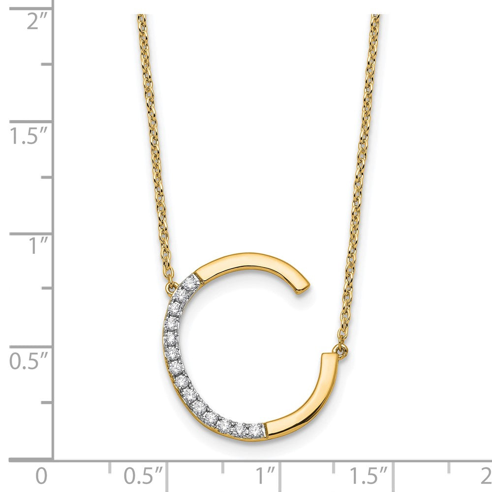 14K Gelbgold Seitlich Diamant Initiale C 18 Zoll Halskette