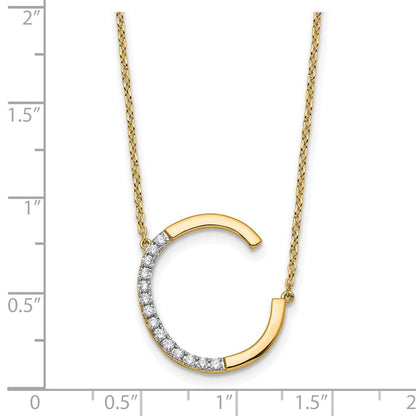 14K Gelbgold Seitlich Diamant Initiale C 18 Zoll Halskette
