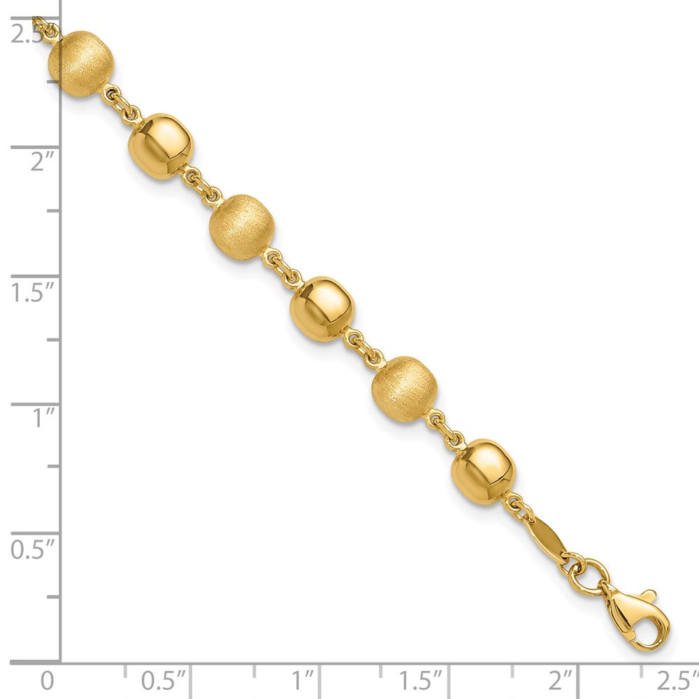 14K Gelbgold Poliert und Satiniert 5.5mm Gewölbt Kreise 7.5 Zoll Armband
