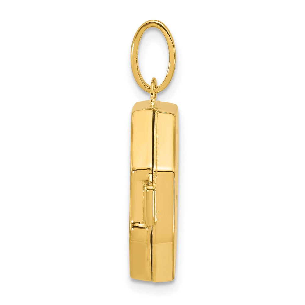 14K Gelbgold Halb Point Diamant Poliert mit Stern 18mm Octagon Geformt Medaillon