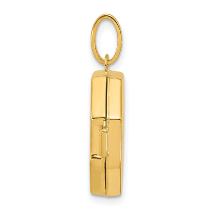 14K Gelbgold Halb Point Diamant Poliert mit Stern 18mm Octagon Geformt Medaillon