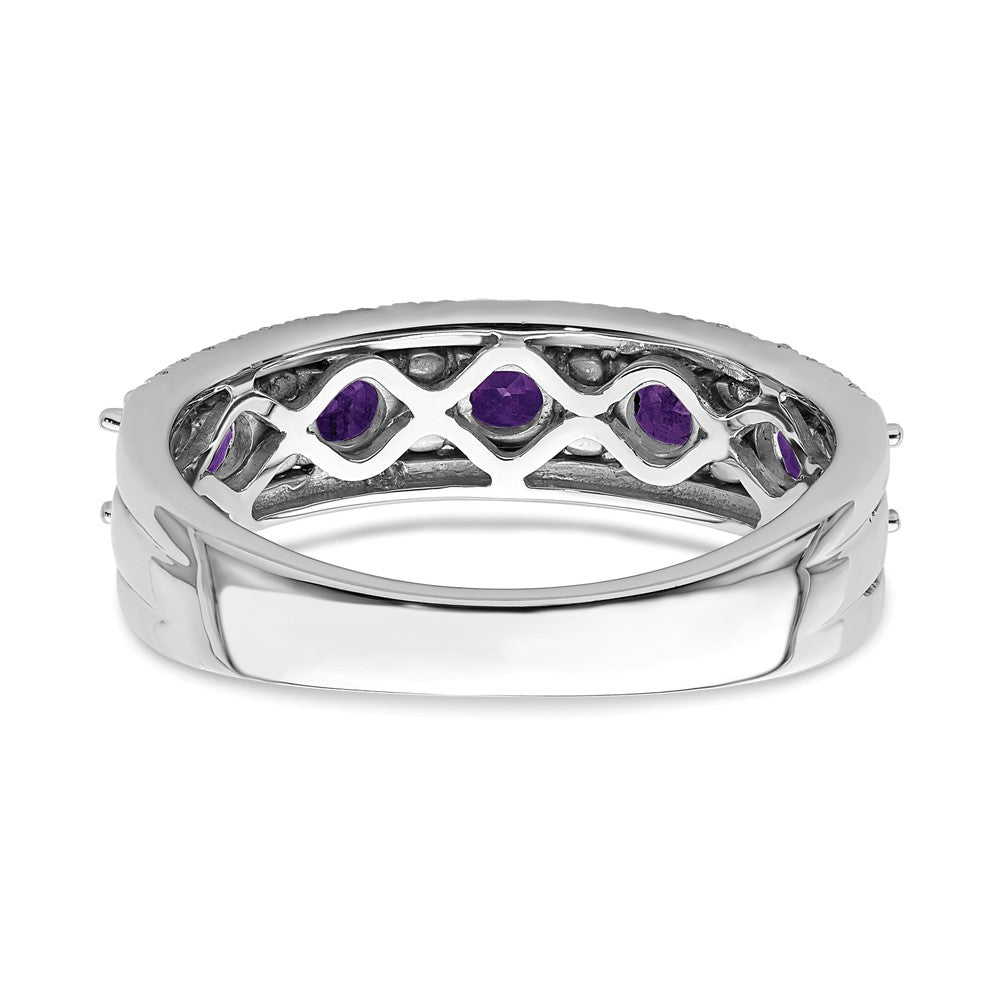 14K Gelbgold Ring mit Amethyst und Diamant, poliert