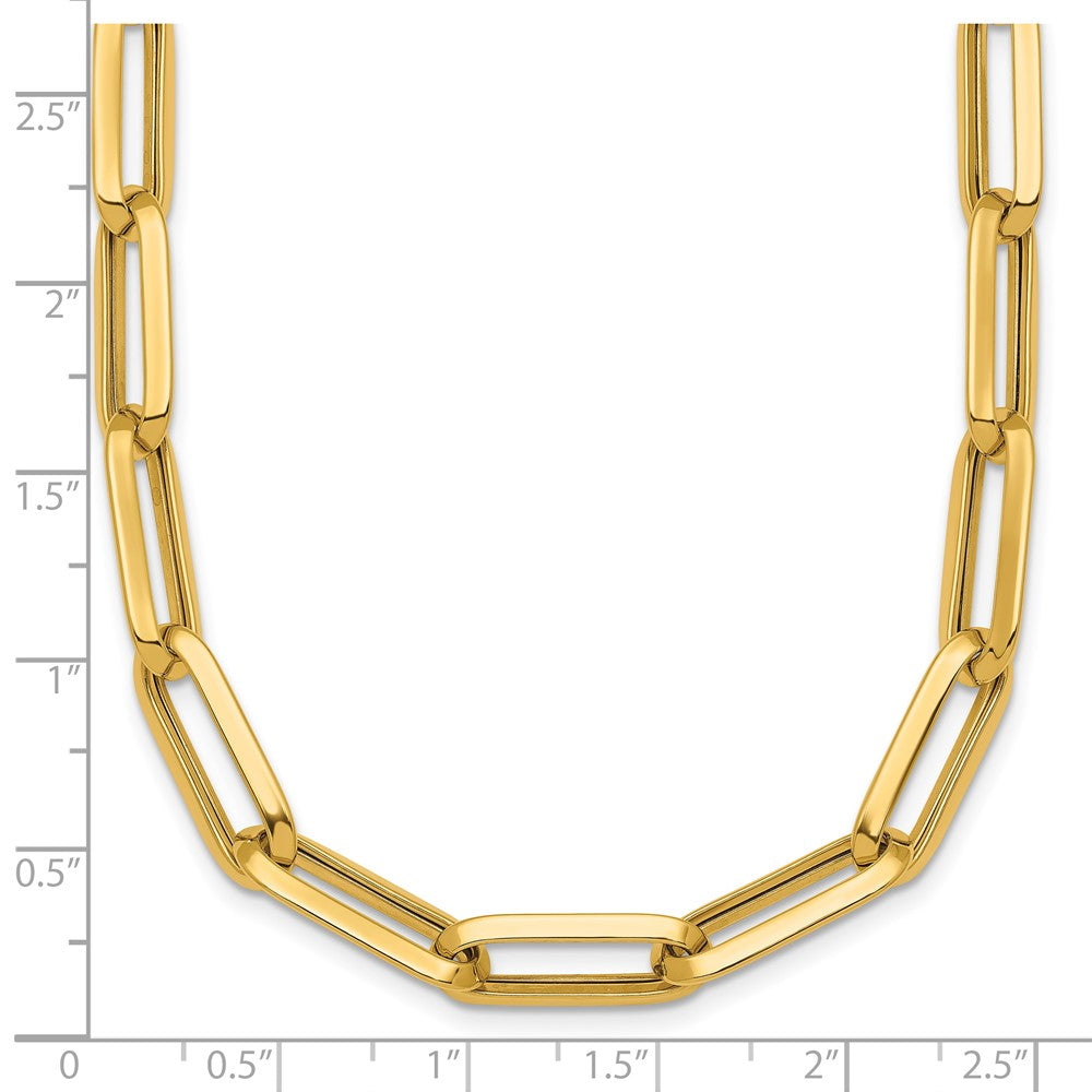 14K Gelbgold Poliert 7mm Büroklammer Glieder Kette 17.5 Zoll Halskette
