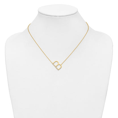 14K Gelbgold Seitlich Diamant Initiale B 18 Zoll Halskette