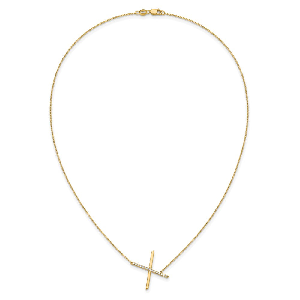 14K Gelbgold Seitlich Diamant Initiale X 18 Zoll Halskette