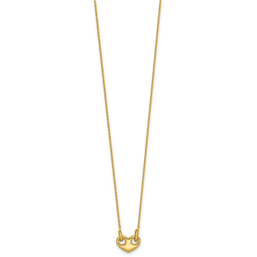 14K Gelbgold Poliert Herz 18 Zoll Halskette