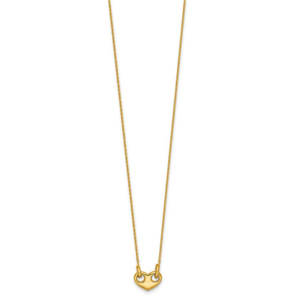 14K Gelbgold Poliert Herz 18 Zoll Halskette
