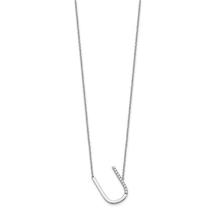 14K Weißgold Seitlich Diamant Initiale U 18 Zoll Halskette