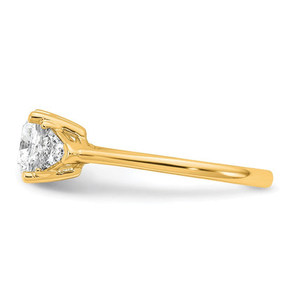 14K Gelbgold 1/2 Karat Im Labor Gezüchtet Diamant Vs/si+ G+ Dreieck 1 1/2 Karat Kissen Mittig Halbfassung Dreistein Verlobungsring