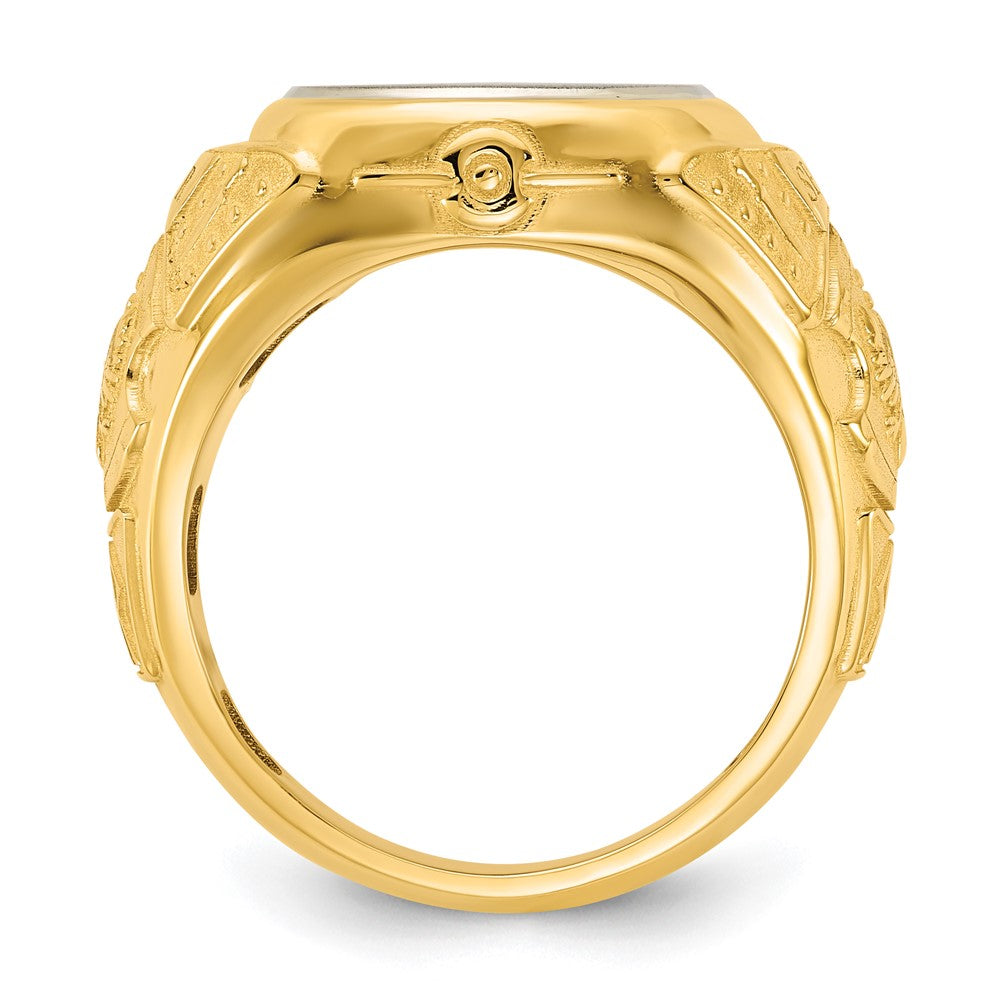 14K Bicolor Gold Gravierbar Quadratisch mit Abgerundet Corners Siegel Ring