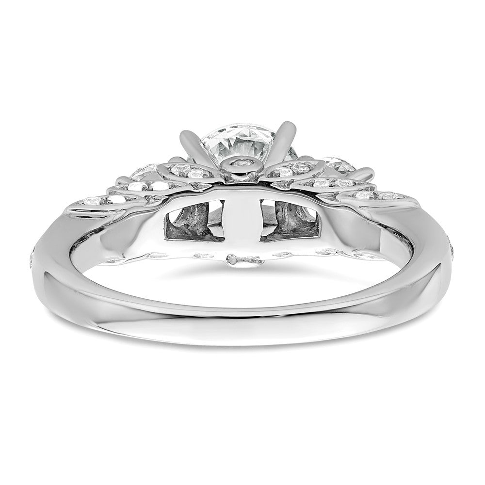 14K Weißgold Verlobungsring mit 0,75K Labor-gezüchteten Diamanten, VS/SI+ G+, rund, Semi-Mount, Drei-Steine