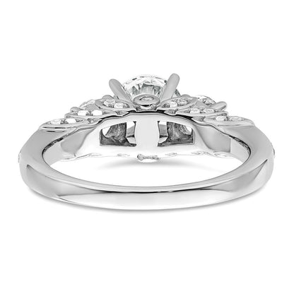 14K Weißgold Verlobungsring mit 0,75K Labor-gezüchteten Diamanten, VS/SI+ G+, rund, Semi-Mount, Drei-Steine