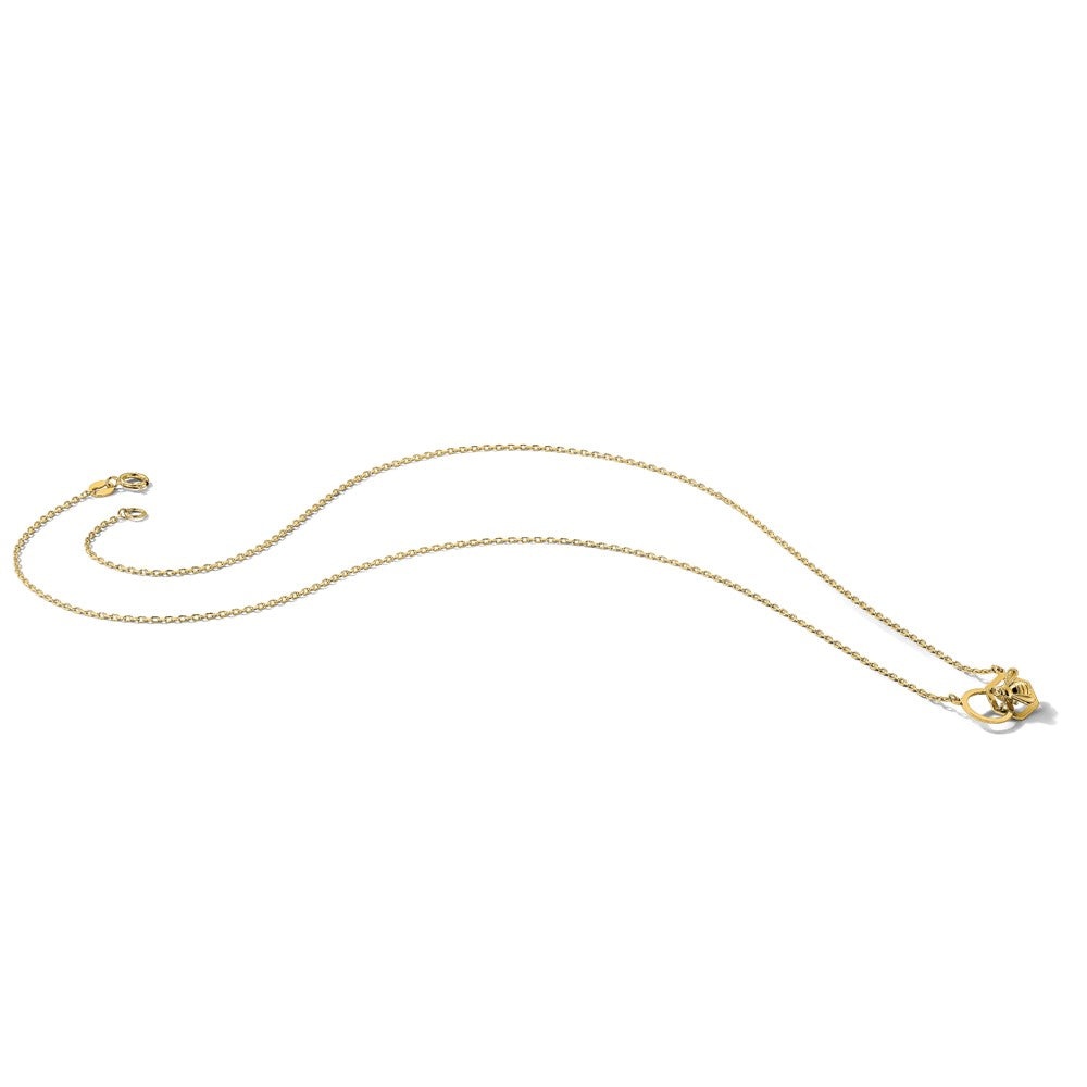 14K Gelbgold Poliert Biene und Kreis 17.5 Zoll Halskette