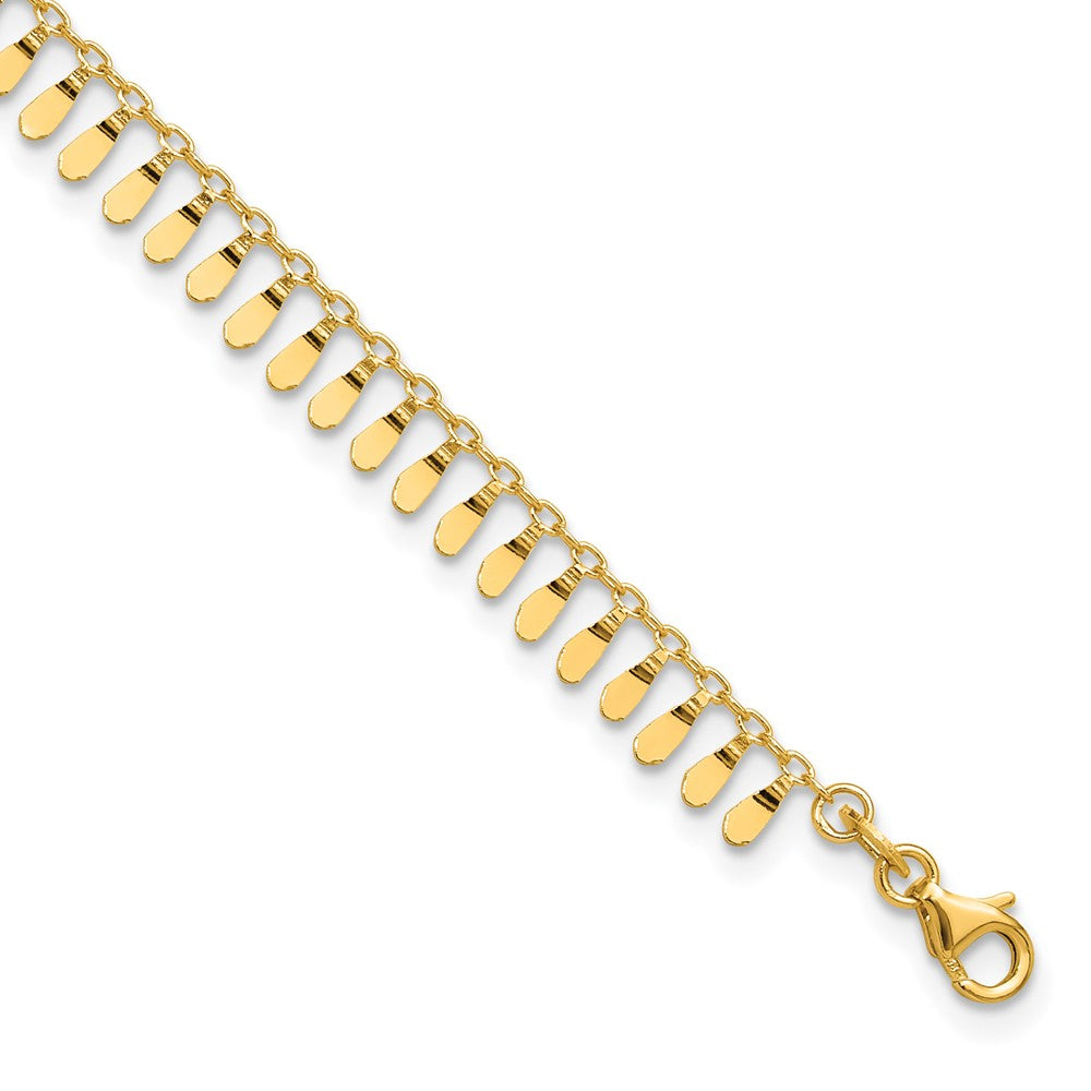 14K Gelbgold Poliert Fantasie Dangles Plus Verlängerung Total Kette Fußkettchen