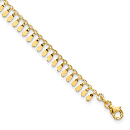 14K Gelbgold Poliert Fantasie Dangles Plus Verlängerung Total Kette Fußkettchen