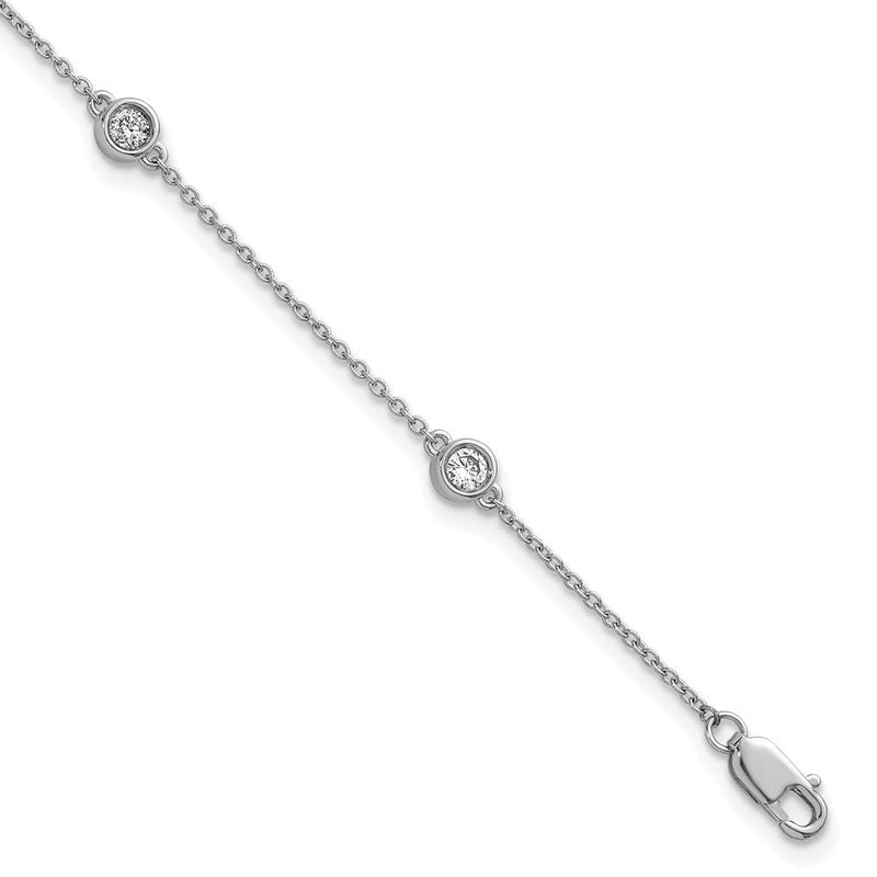 14K Weißgold Komplett 1/3 Karat Zargenfassung-set Diamant und Ankerkette Kette 5-station 7 Zoll Armband