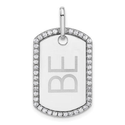 14K Weißgold Personalisierter Diamant-Hundemarken-Charm