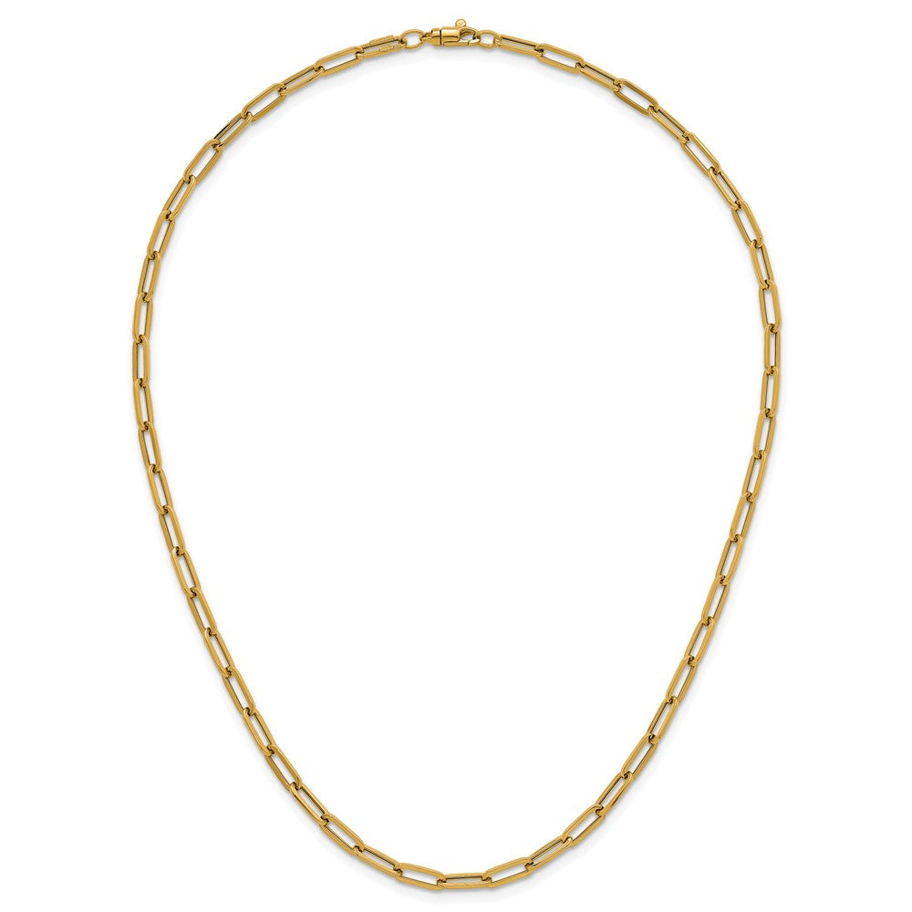 14K Gelbgold Poliert 4mm Büroklammer Glieder 18 Zoll Halskette