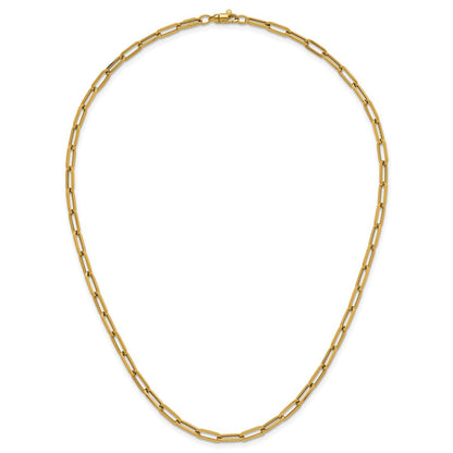 14K Gelbgold Poliert 4mm Büroklammer Glieder 18 Zoll Halskette