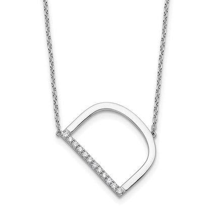 14K Weißgold Seitlich Diamant Initiale D 18 Zoll Halskette
