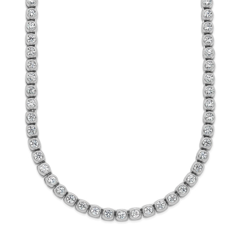 Sterlingsilber Schimmernd Sterlingsilber Rhodiniert Zargenfassung Set 2.5mm Zirkonia 125 Stein 20 Zoll Halskette