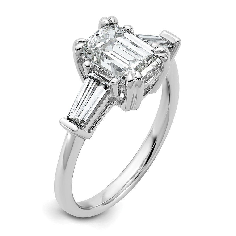 14K Weißgold 3/4ct Im Labor Gezüchtet Diamant Vs+ F+ Smaragd Mittig Halbfassung Eng Ring