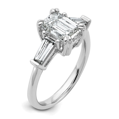 14K Weißgold 3/4ct Im Labor Gezüchtet Diamant Vs+ F+ Smaragd Mittig Halbfassung Eng Ring