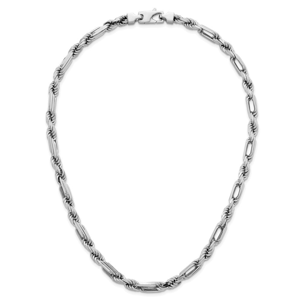 Sterlingsilber Rhodiniert Poliert 7.00mm Figaro Kordel Kette 19.75 Zoll Halskette
