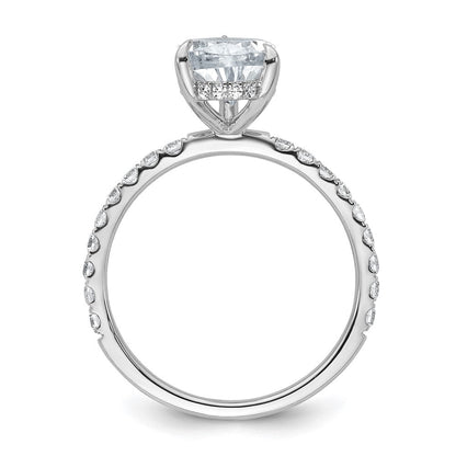 14K Weißgold 2,625 ct. zertifizierter im Labor gezüchteter Diamant VS/SI+ G+ Birne Komplett-Solitär mit Schwung Verlobungsring