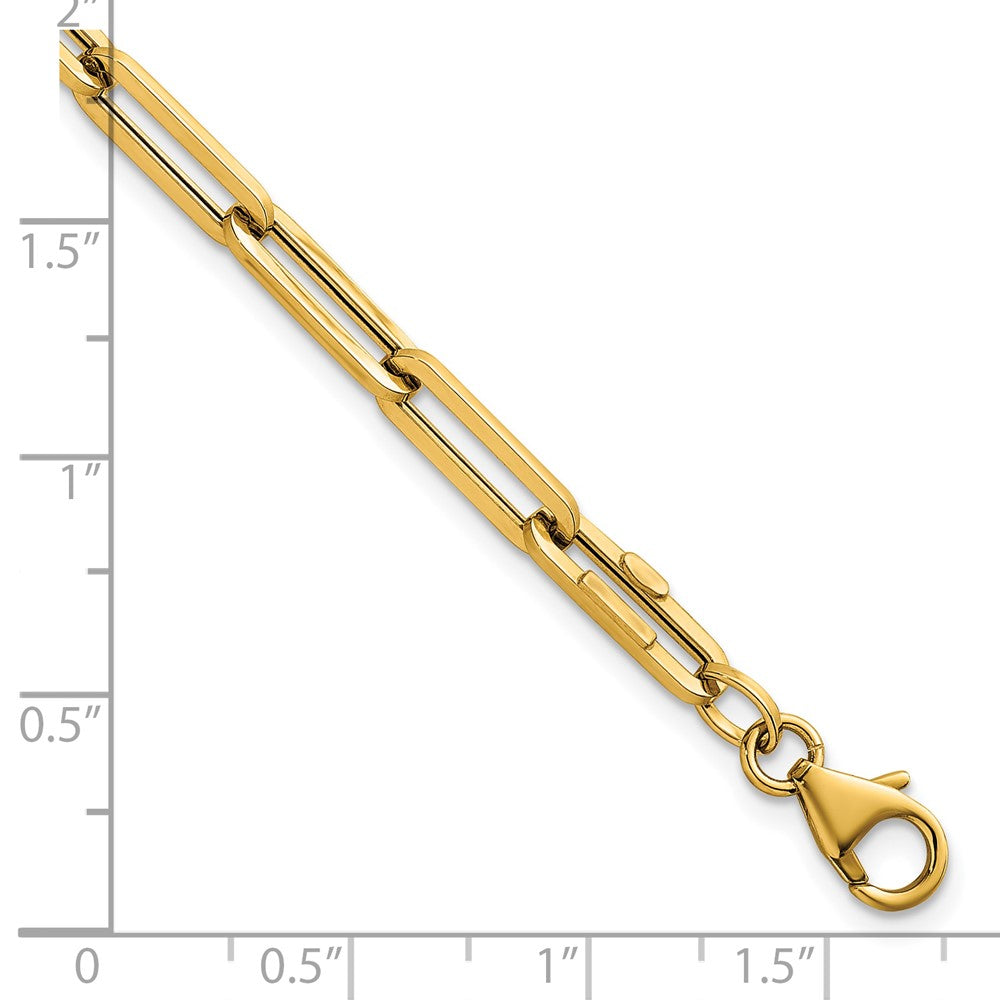 14K Gelbgold Poliert 4.3mm Büroklammer Glieder 7.5 Zoll Armband