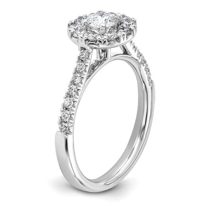 True Origin 14K Weißgold Verlobungsring mit 1K im Labor gezüchtetem Diamant VS+ F+ und komplettem Halo