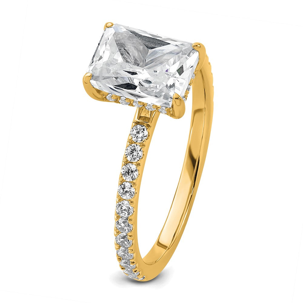 14K Gelbgold Verlobungsring mit Solitär und Flair, 2K zertifizierter im Labor gezüchteter Diamant im Radiant-Schliff, VS+ F+
