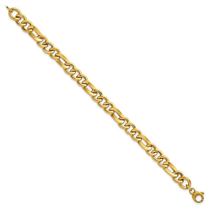 14K Gelbgold Poliert 8.3mm Fantasie Figaro Glieder Gliederarmband