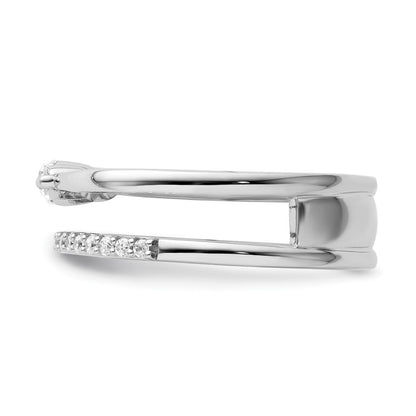 14K Weißgold Polierter Doppel-Diamant-Ehering Fashion-Ring