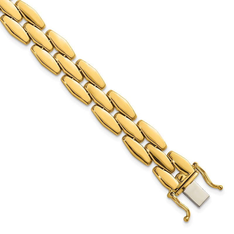 14K Gelbgold Poliert 10.8mm Fantasieglieder 7.5 Zoll Armband