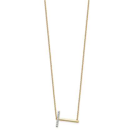 14K Gelbgold Seitlich Diamant Initiale T 18 Zoll Halskette