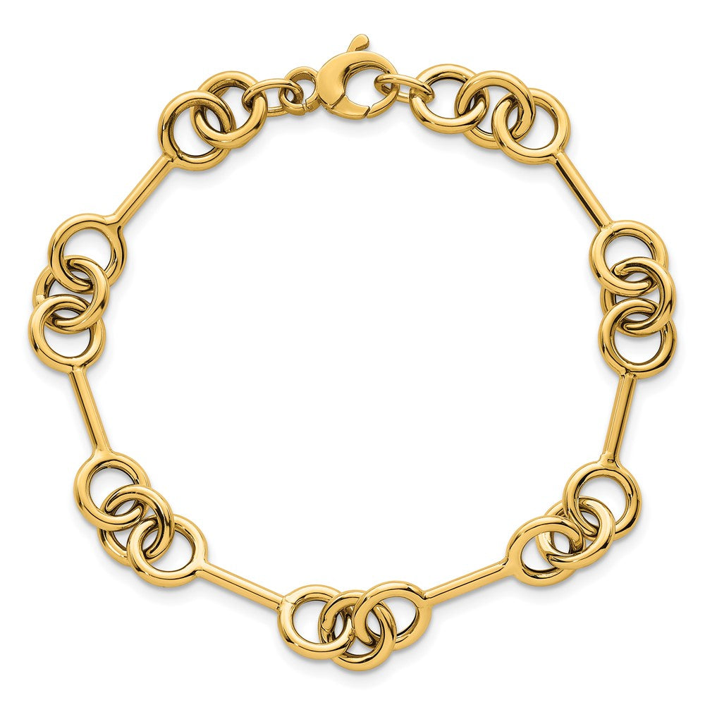 14K Gelbgold Poliert 8.4mm Fantasieglieder Gliederarmband
